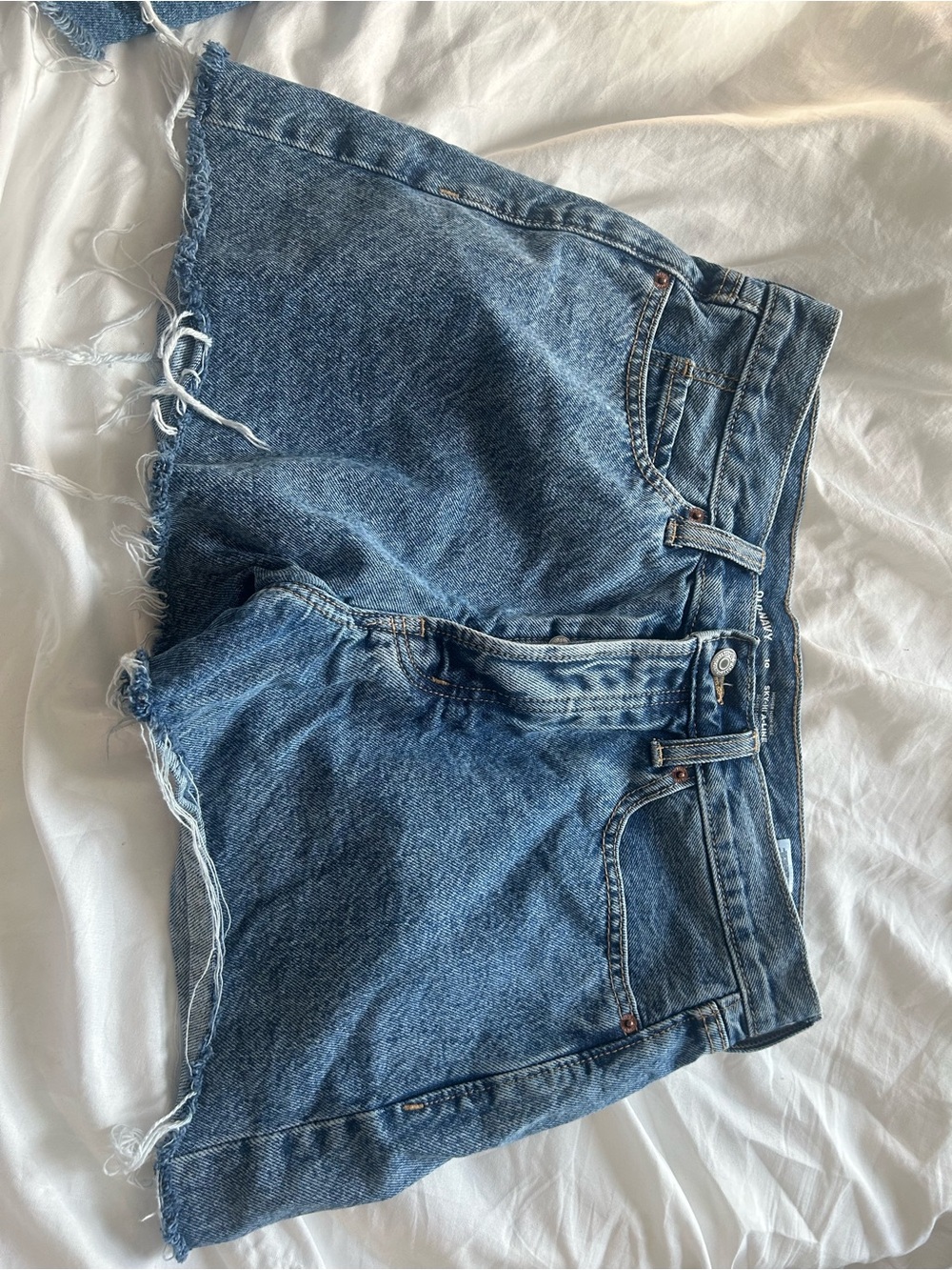 Old Navy Distressed Frayed Hem Blue Denim Shorts